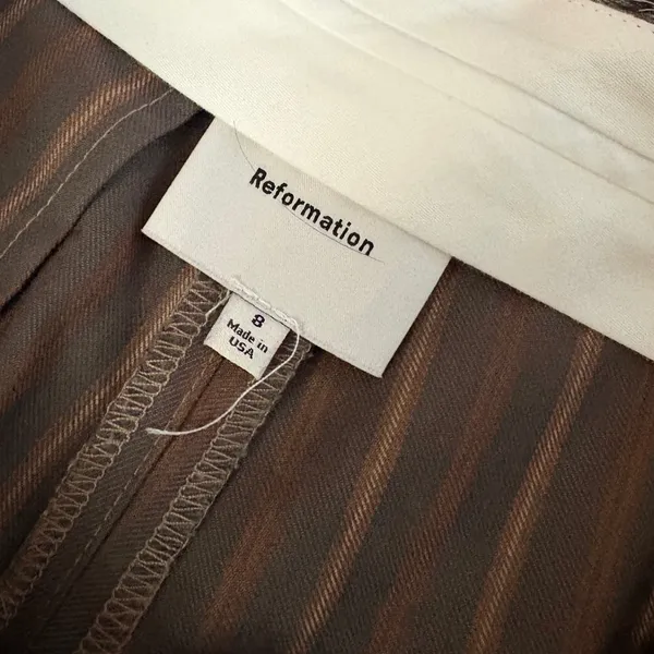 Reformation Carter Mid Rise Pant Pinstripes Wide Leg Trouser Size 8 - Image 5