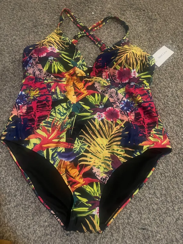next Neon Tropical Print One Piece Swimsuit in Pink, Yellow, Green, Blue - Image 3