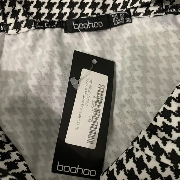 Boohoo Dress 6 Black White‎ Check NWT Square Neck Trendy Sleeveless - Image 5