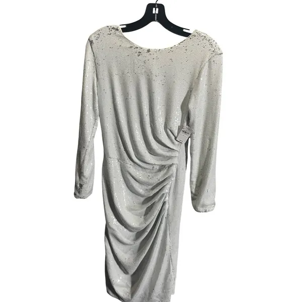 Dress The Population Sequin Mini Dress M Backless White Long‎ Sleeve - Image 4