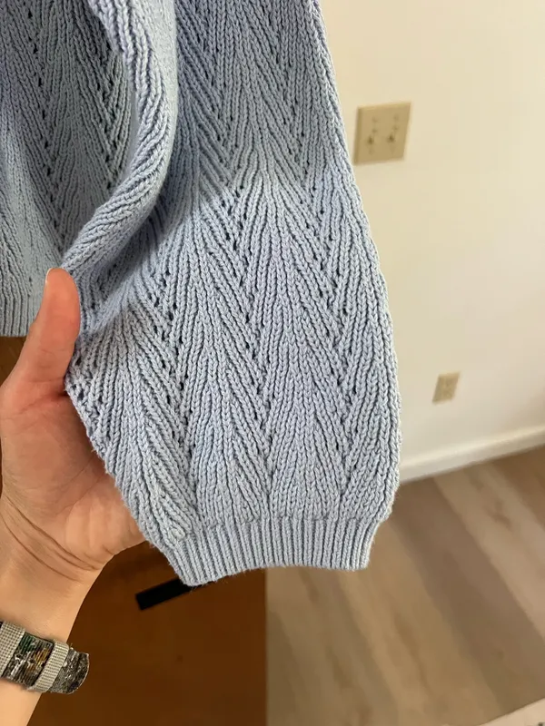Hollister pearl baby blue knit crochet cardigan - Image 6