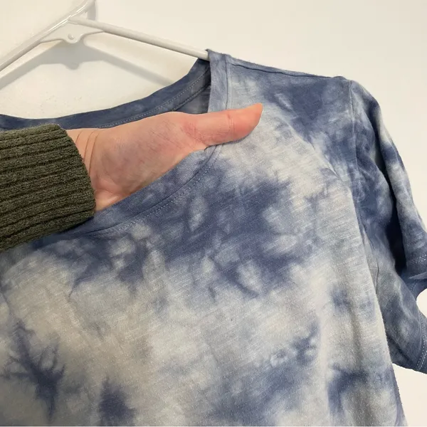 VS PINK VICTORIA'S SECRET PINK Perfect Crew Tee Blue Tie Dye Cotton Short Sleeve - Image 6