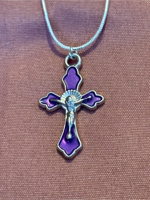 Sterling Silver 925Necklace with Purple Cross Pendant - Women Jewelry - Image 2