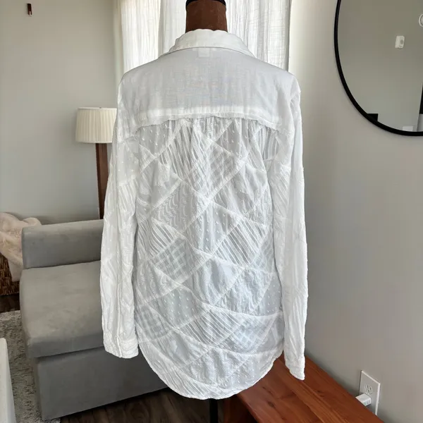 Sundance Stowe Top Small Patchwork White Cotton Flowy Coastal Cottage Boho Beach - Image 2