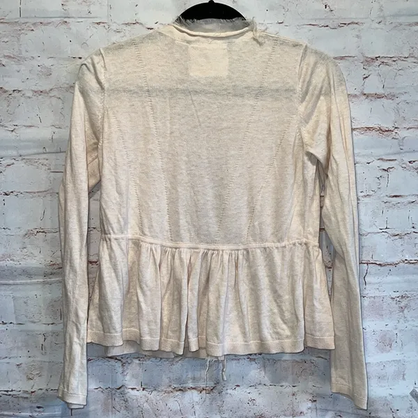 Anthropologie Angel Of The North Sweater Womens Medium Cardigan Cream Tie Front - Image 6