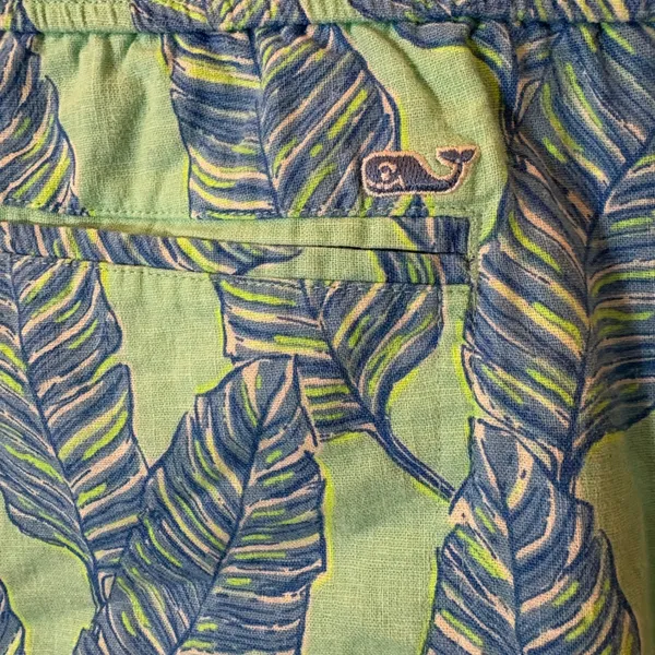 Vineyard Vines Palm Leaf Print Shorts Size Medium Green Blue‎ - Image 3
