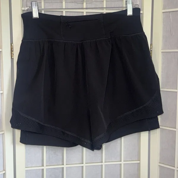 Spanx Black Athletic Running Gym Flowy‎ Short w/ Slimming Bike Shorts Size Large - Image 4