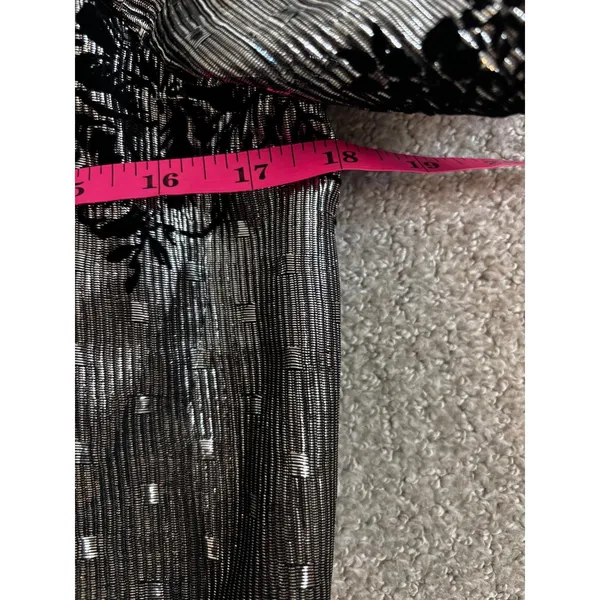 Vintage 80s Prom Lizzy & Johnny Dress Silver Black Metallic Velvet Whimsigoth - Image 7