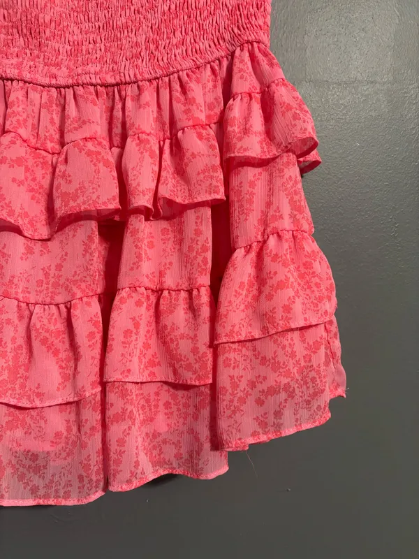 The Impeccable Pig pink floral ruffle tiered skirt smocked waistband - Image 2