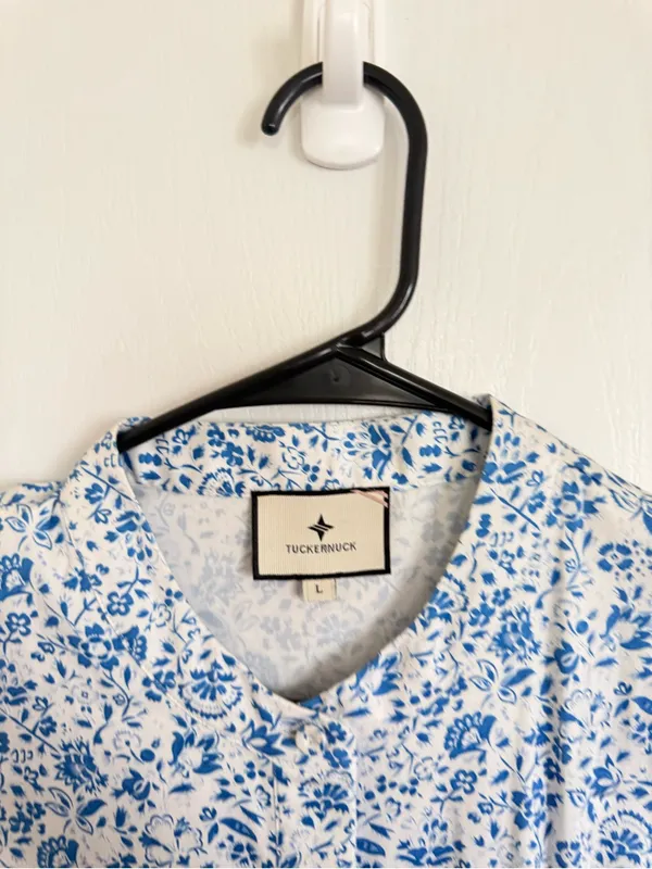 Tuckernuck Royal Shirt Dress in Blue Floral - Image 3