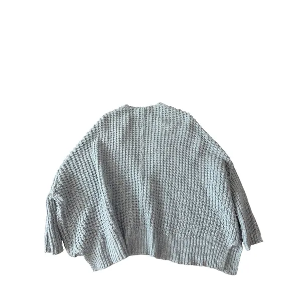 Free People Blue‎ Chunky Waffle Knit Oversized Cardigan Sweater Wool Blend XS - Image 2