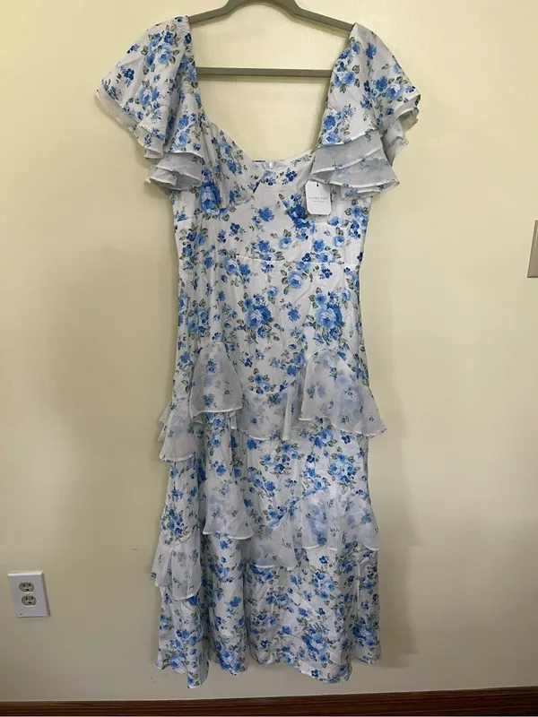 NEW Altar’d State Blue & White Floral Maxi Dress Size Large NWT - Image 2
