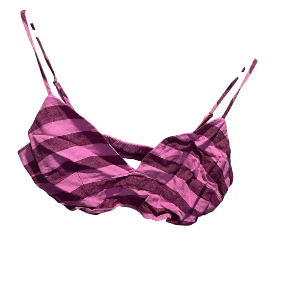 A New Day Womens Pink Purple Striped Bralette Crop Top Size‎ M Adjustable Straps - Image 2