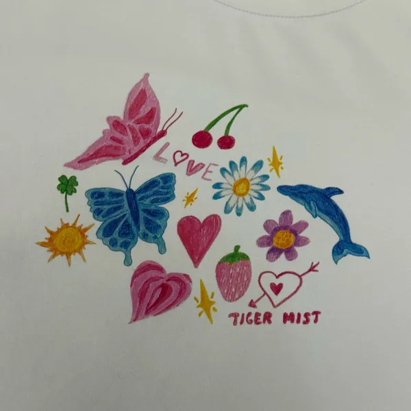Tiger Mist Graphic White Crop Top - Image 3