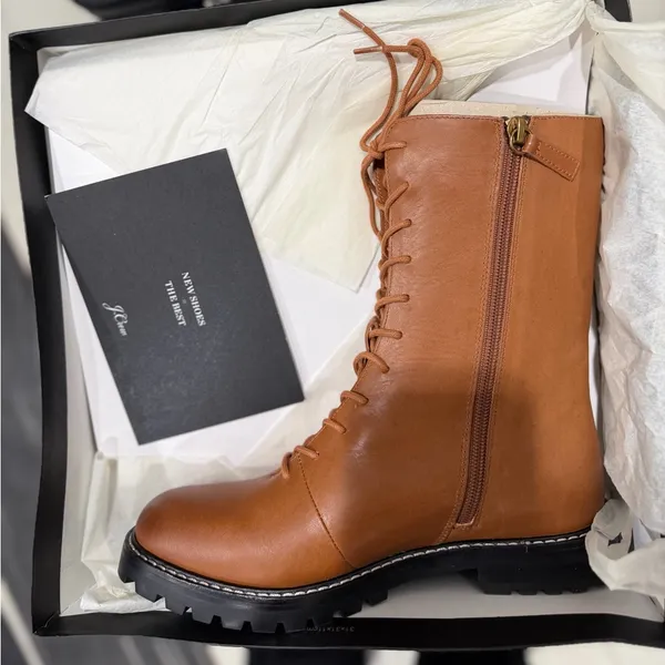 NIB J. Crew Gwen lug-sole leather lace-up tall shaft boots, New - Image 2