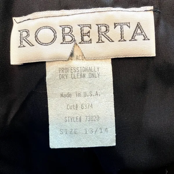 Roberta‎ Evening Gown 13/14 Black Velvet Lace Sheath V-Neck Long Slit Vintage - Image 9
