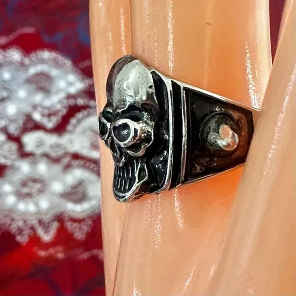 Punk Skull Spike Ring, Silver - Image 5