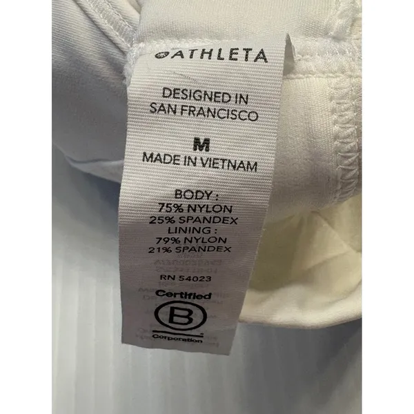 Athleta Rise Up Sports Bra Women M White High Impact Racerback 531118 Activewear - Image 5