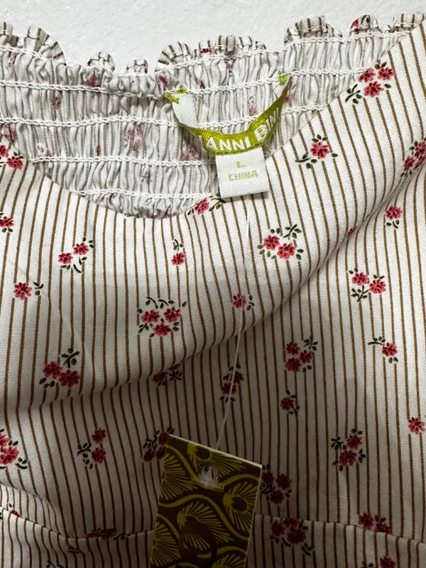 ianni bini retro coquette karen blouse flower garden ivory pink - Image 4