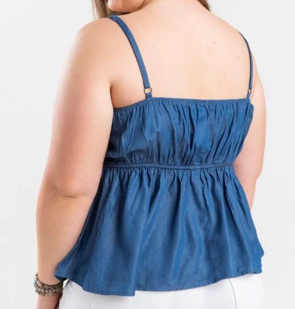 Francesca's Chambray Tie Front Top - Image 4
