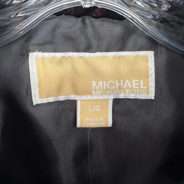 Michael Kors Quilted Puffer Vest Women Large Black Shiny Streetwear Luxe Winter - Image 5