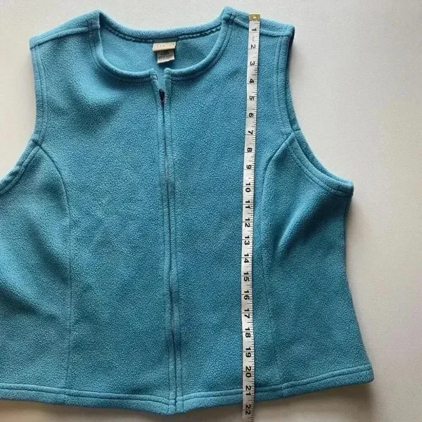 LL BEAN Fleece Vest Womens Size L Large Blue Arctic‎ Crop Y2k Cozy 90s Gorpcore - Image 8