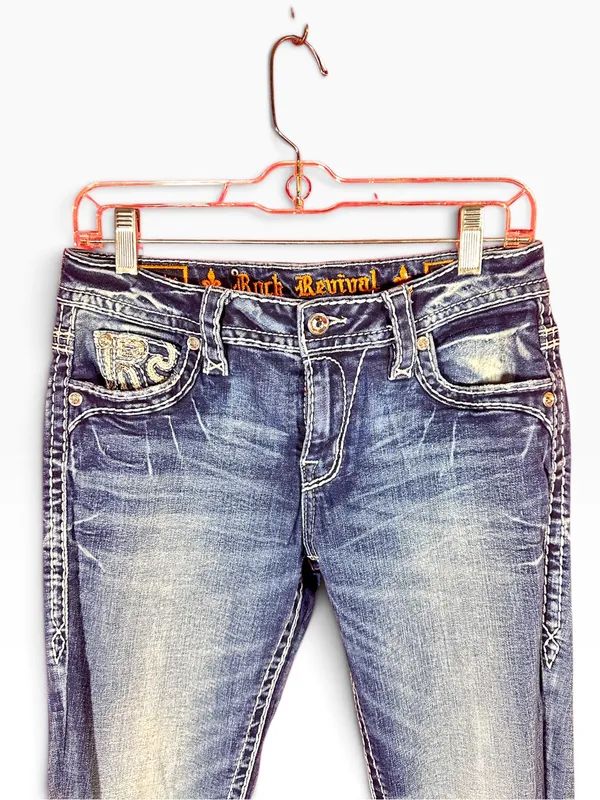 Rock Revival Sundee Easy Skinny Jeans Size 26 Rhinestone Bling Y2K - Image 3