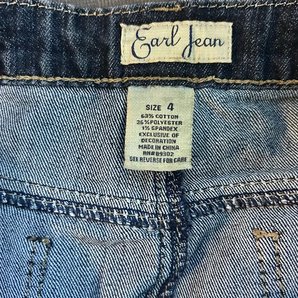 Earl Jean Denim Mini Skirt Dark Wash Distressed Y2K Western 90's Hippie Size 4 - Image 9