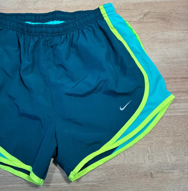 Nike Dri-Fit Women's Small Running Shorts Teal Blue/ Neon - Image 3