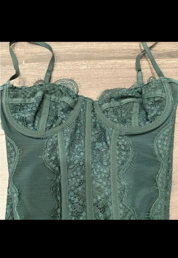 Urban Outfitters Dark Green Corset Top - Image 4