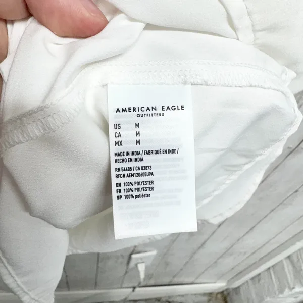 New American Eagle Dress Women Size Medium White Halter Mini Slip Side Ruching‎ - Image 5