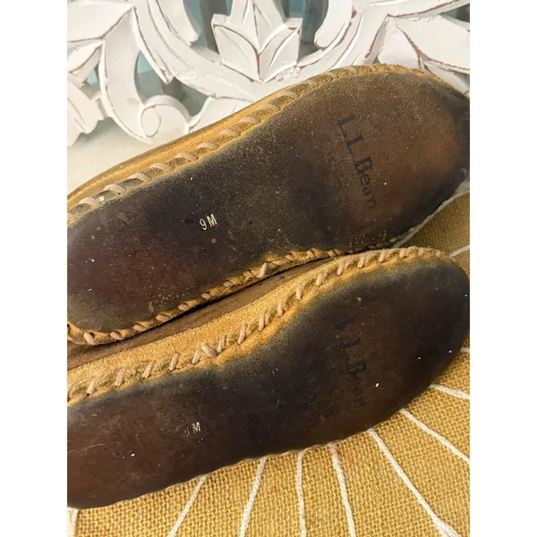 LL Bean Womens Wicked Good Slippers size 9 Classic Brown Shearling‎ Lined - Image 5