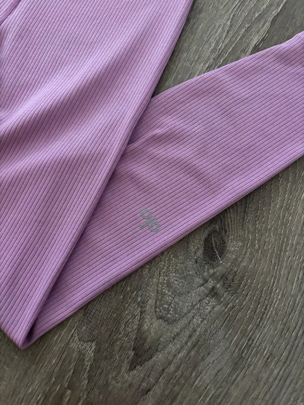 Nwt Alo Yoga Lilac Ribbed High-Waist 7/8 Blissful Legging (Xs) - Image 2