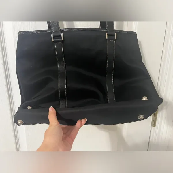 FINAL PRIce MAXX Black Nylon & Leather Tote / Shoulder Handbag - Image 3