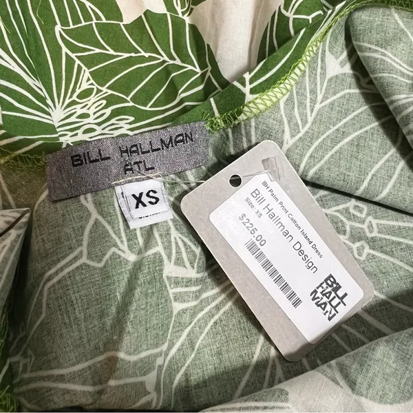 NWT Bill Hallman‎ cotton island dress palm print Sz XS - Image 3