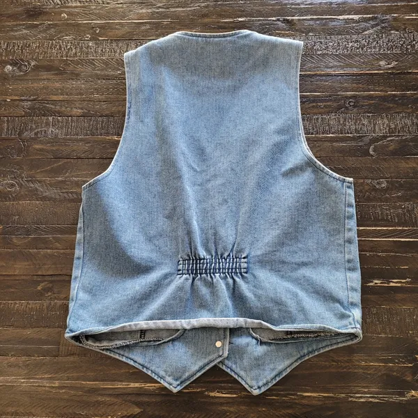 Vtg Apache Denim Vest - Women's Medium USA - BirdHouse/Flowers - Image 2