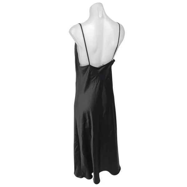 Zara Black Silk Satin Sleeveless Cami Camisole Cowl Neck Midi Tank Slip Dress L - Image 2