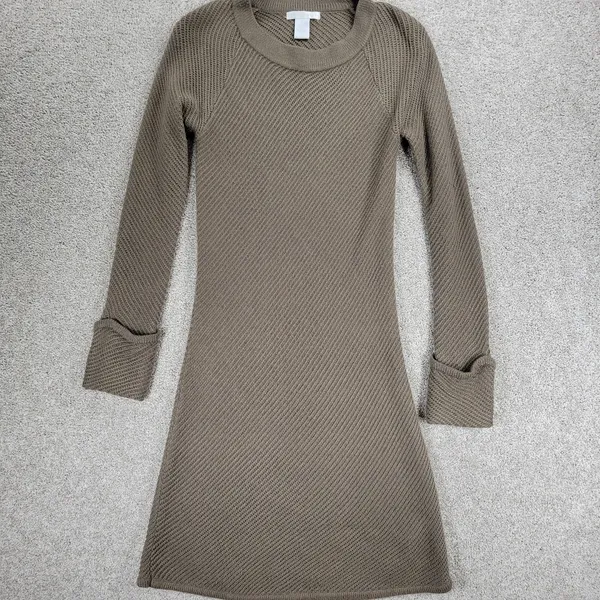 Design History Sweater Dress Womens L Brown Rib Angle Knit Pull On Midi Casual - Image 10