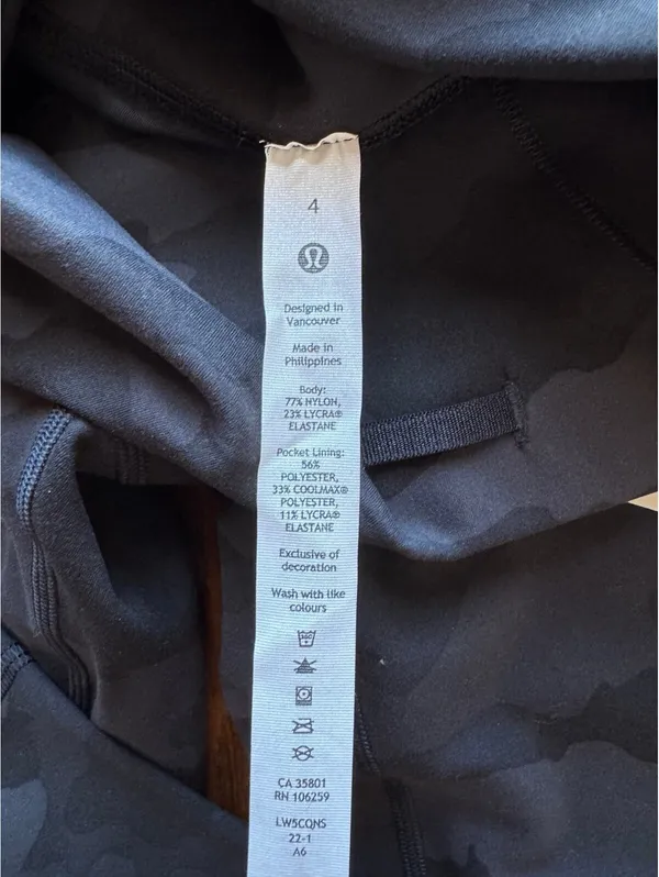 Lululemon Wunder Train High Rise 25” Heritage Camo Deep Coal Black Size 4 NWT - Image 6