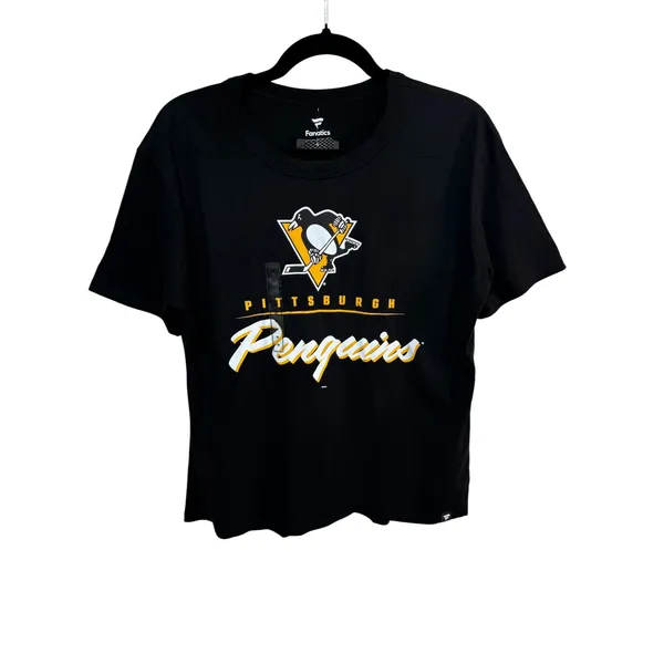 Fanatics Pittsburgh Penguins Hockey NHL Script Graphic T-Shirt Women's Med Black - Image 2