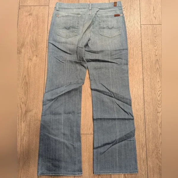 7 FOR‎ ALL MANKIND Womens 30 Flip Flop Jeans Faded Wash Denim Bootcut Flare - Image 2