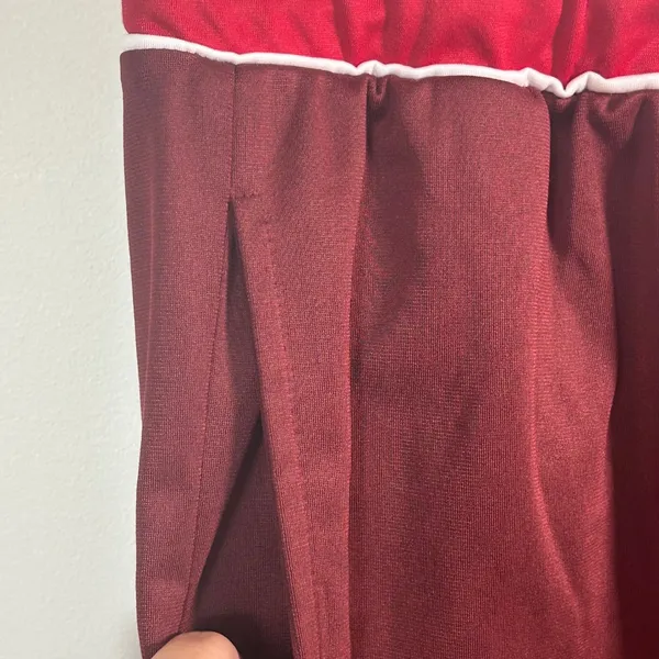 Coca-Cola Track Pants Small Burgundy Red Side Stripe‎ Wide Leg Logo Lounge - Image 8