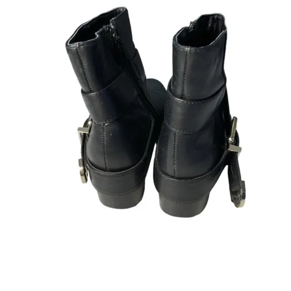 Breckelles belted boots black moto biker 7.5 comfort low heel‎ edgy comfort - Image 7