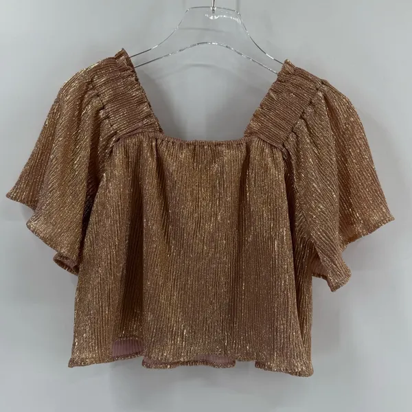 Queen of Sparkles Rose Gold‎ Flutter Crop Top size small - Image 2