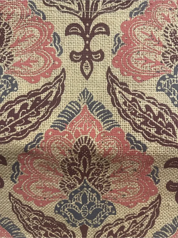 Cost Plus World Market Burlap Reusable Shopping Tote Damask Style Floral - Image 4