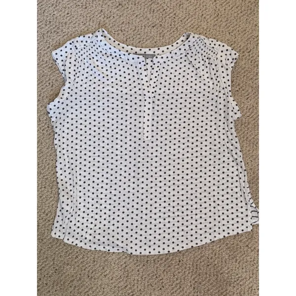 Daniel Rainn‎ Linen Blend Polka Dot Stripe Mixed Print Blouse Large - Image 2