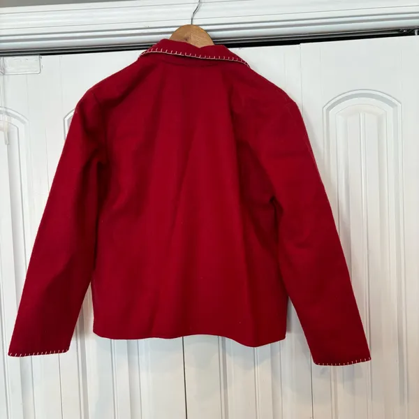 Take Two Red Snowman Button Up Shacket‎ Size Medium - Image 2