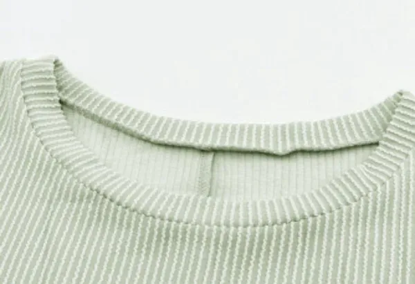 NEW Pale Green Ribbed Oversized Slouchy Roll Tab Sleeve Top Size Small - Image 12