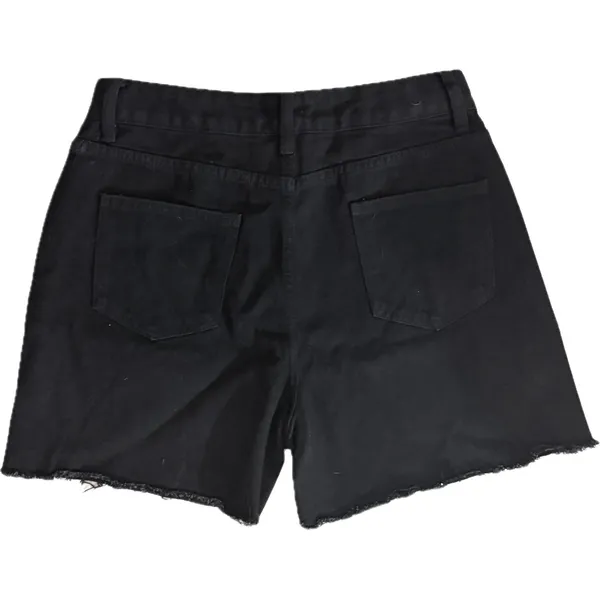 NWOT Black Rhinestone Studded Denim Shorts High Waist Raw Hem Medium - Image 2