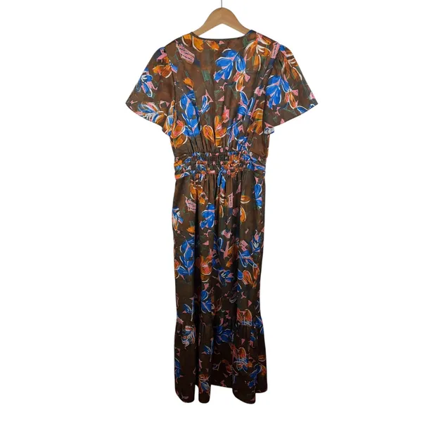 NWT Sheridan French Brown Floral Maxi‎ Dress Small Smocked Waist Flowy Resort - Image 6